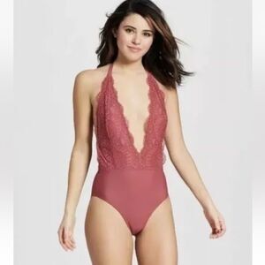 Xhilaration one piece Low Cut lace bathing suit size medium D22